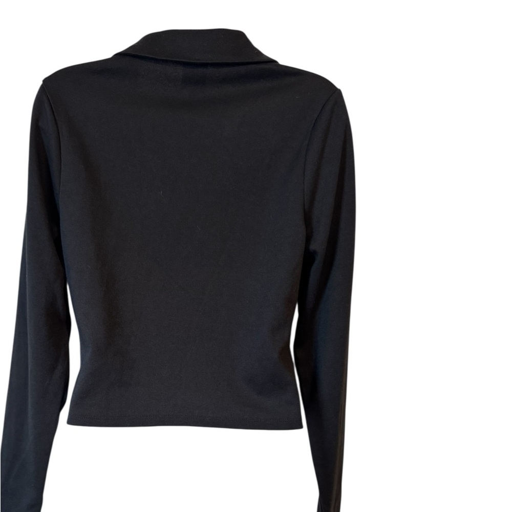 NWT  Belle Du Jour Black Mock Wrap Top   MEDIUM    #3 - Picture 5 of 11